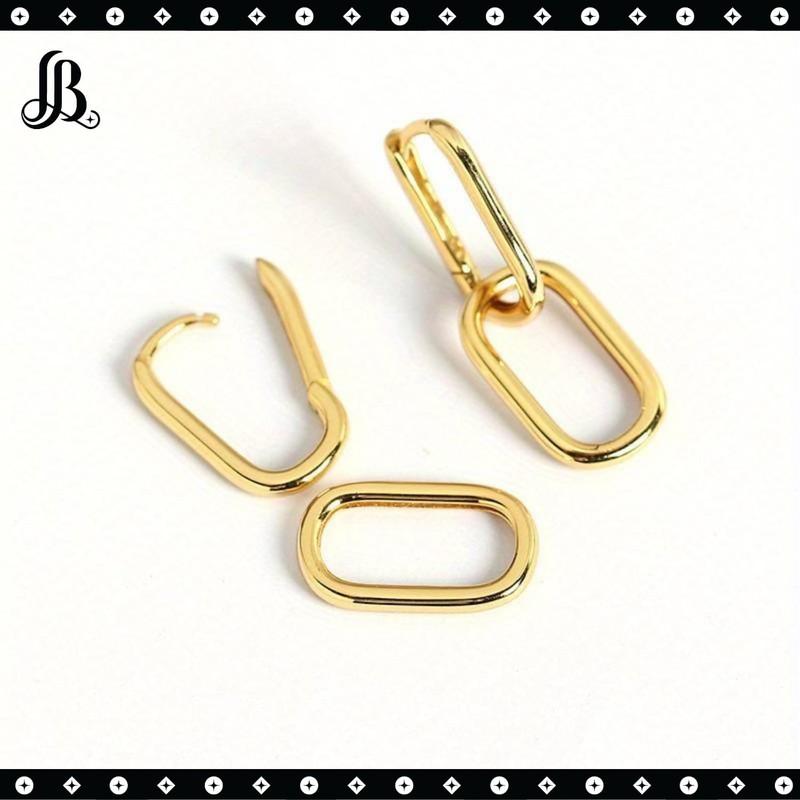 LaBling Rectangular Hoop Earrings for Women | Statement Gold Hinged