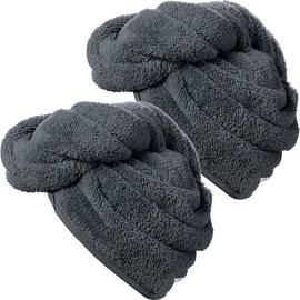 Erwin Müller Turban 2-Pack Microfibre Anthracite Size 28 x 70 cm