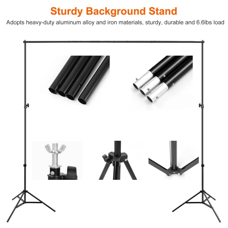 6.5 X 10ft Heavy Duty Photography Backdrop Support Stand Set