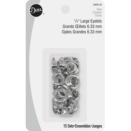 Dritz 1/4" Large, 15 Sets, Silver Eyelets, Nickel Count