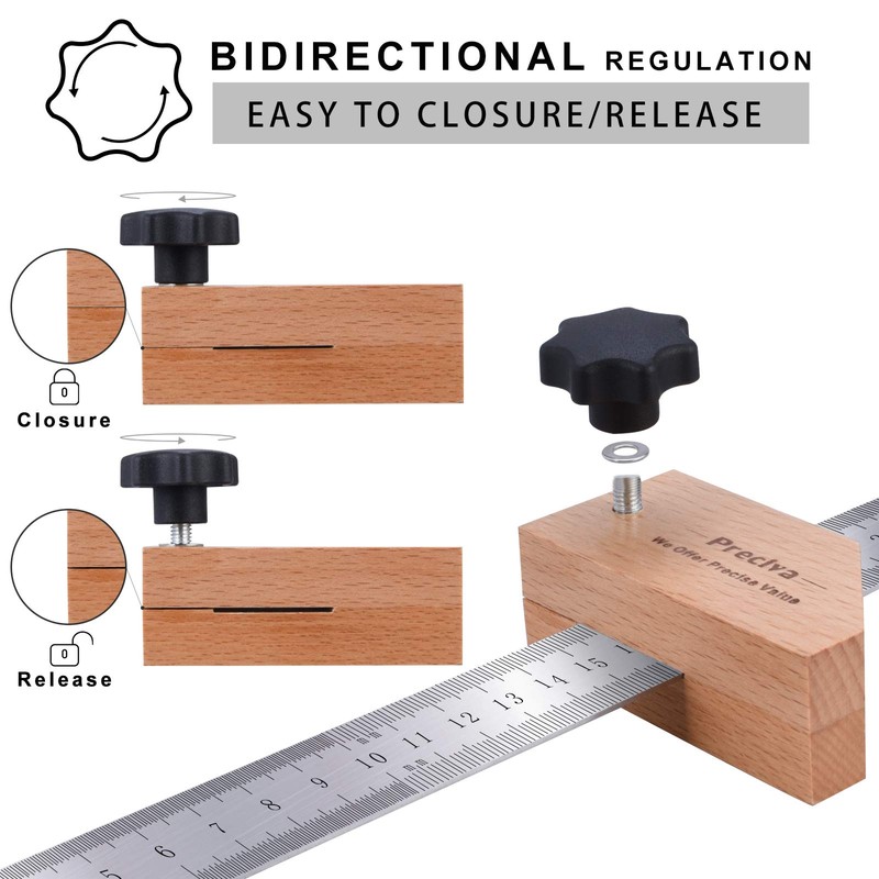 Preciva Woodworking Ruler, Marking Gauge, Spacer, Scriber, Combination Angle for