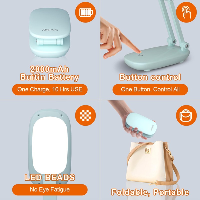 Akejrym LED Desk Lamp for Office Home & Battery Operated