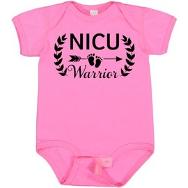 inktastic NICU Warrior with Arrow and Baby Footprints Baby Bodysuit Newborn Raspberry 37d7b