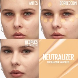 Maybelline Instant Age Rewind Corrector Facial 3 en 1, Borra Ojeras y Líneas Finas, Cubre Imperfecciones, Corrige, Contornea e Ilumina, Cobertura Media Hasta 12H Tono 150 Neutralizer, 6 ml