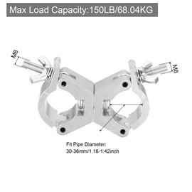 sourcing map Light Truss Clamps, Aluminum Alloy Stage Lighting Pipe O Clamp for 1.18-1.42inch OD Tube Max Load 150lb Double Buckle, 1Pcs
