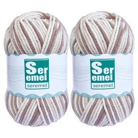 2 hilos de ganchillo/tejer, multicolor 100% acrílico, hilo de ganchillo para principiantes, hilo suave para manta de ganchillo y mini proyecto de artesanía (flor caqui)