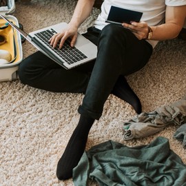 BAMBOO COOL Men's Dress Socks Bamboo Viscose Breathable Crew Socks For Men, Casual Lightweight Comfort 6 Pack Black Socks