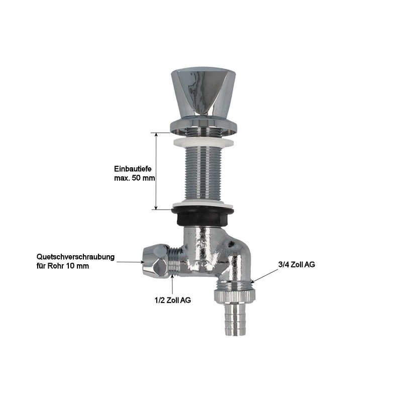JS -22284 Washer Undersink Valve, 1/2 Inch QV (10 mm)