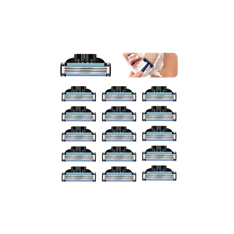 16 Pack Razor Blades Refills, Replacement Razor Blades Men Washable