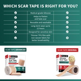 Medical Grade Silicone Scar Tape Advanced Adhesive Formulation (1.6" x 118") Scar Removal Away Strips for Surgical Scars, Silicone Tape & Keloid Scar Treatment, Reusable Silicone Scar Sheets