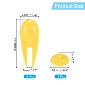 PATIKIL Golf Divot Repair Tool, 18 Pack Plastic Golf Divot Tool Golf Green Divot Fork with Ball Marker for Golf Golfer Repairing, Yellow