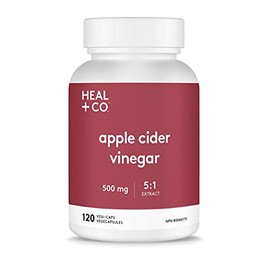 HEAL  CO. Vinagre de Sidra de Manzana Extra Potente 51  5000 mg por Dosis, Apoyo Digestivo y Mineral, 120 Cápsulas Vegetarianas                       