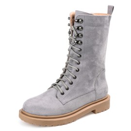 Journee Collection Womens Cadee Combat & Lace-up Boots Gray 8.5 Medium (B,M)