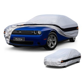 Holthly 10 Layers Car Cover Custom Fit for Dodge Challenger Hellcat (2008-2024) Waterproof All Weather for Automobiles, Outdoor Full Cover Rain Sun UV Protection.Silver