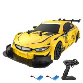 Hylukon RC Drift Car, 4WD High Speed 40KM/H Racing Car, 2.4GHz 1:16 Scale RC Car with LED Lights Drifting Tire Racing Sport Toy for Adults Boys Girls Kids Gift 2Pcs Rechargeable Battery