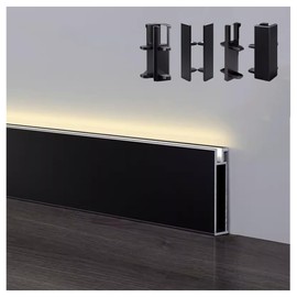 DGLILUAN Aluminum Wall Baseboard Molding Trim of 39.3inch, LED Strip Light Channel Profiles H 50mm Skirting Board Wall Base for Kitchen Living Room Home Decor (5, Black, 39.3inch)
