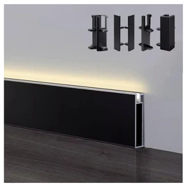 DGLILUAN Aluminum Wall Baseboard Molding Trim of 39.3inch, LED Strip Light Channel Profiles H 50mm Skirting Board Wall Base for Kitchen Living Room Home Decor (5, Black, 39.3inch)