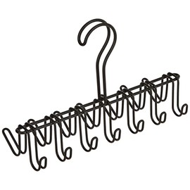 iDesign 6557 Classico Tie and Belt Hanger, Tie Rack for Wardrobe, Made of Metal, Belt Holder Matte Black,26 x 9.5 x 17 centimeters