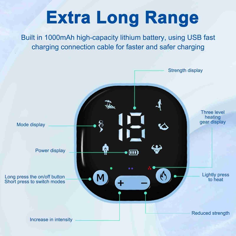 Heating Massage Belt 6 Working Modes 19 Levels Strength Adjustable
