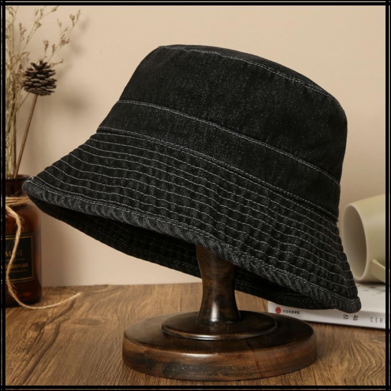 White Fang CZ040 Hat, Bucket Hat, Denim, Unisex, Brim, Bucket
