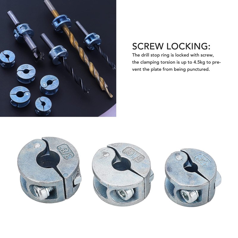 Drill Depth Stop Collar, 6mm 8mm 10mm Screw Locking Drill