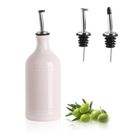 Sweejar Ceramic Olive Oil Dispenser Bottle, Opaque Oil Cruet Protects to Reduce Oxidation, Suitable for Storage Vinegar, Coffee Syrups & Other Liquids, Pack of 1, 15.5 Fl Oz (Rose Pink)