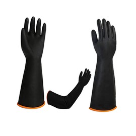 Heavy Duty Latex Gloves, Resist Acid, Alkali and Oil,Reusable Industrial Chemical Rubber Garden Gloves,22inch 1 Pair