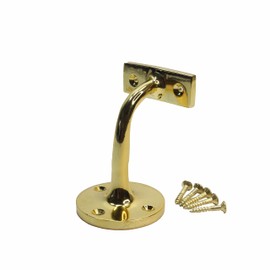 SUL Handrail Brackets Brass Heavy Duty Bracket for Stair Bannister Handrail Wall Mounted Brass Polished Bannister Rail Brackets for Stairs, Wood Stair Bannister Rail Brackets with Screws 1Pk