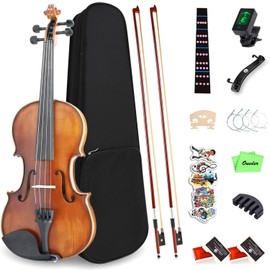 Oneder Premium 4/4 Violin Set for Adults Performance - Full Size Vintage Fiddle for Beginners with Hard Case, Bow, Shoulder Rest, Rosin, Tuner, Extra Bridge Strings