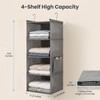 4-Tier Hanging Closet Organizer, Foldable Shelves, Grey for Dorm RV