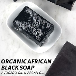 120G Organic Black Soap, Bamboo Charcoal Soap, Natural Black Soap Body Care, Oil and Blackhead Acne Cleansing Face Soap, Soap for All Skin Types