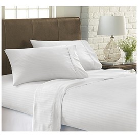 ienjoy Home Embossed 4 Piece Sheet Set, King, Stripe White
