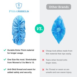 PedaShield 330 Premium XL Booties -Thick Extra Large Disposable Boot & Shoe Covers, Non Slip Water Resistant Foot Protectors, Construction Durable 42GSM for Indoors Outdoors, Up to US Men 13, Women 15