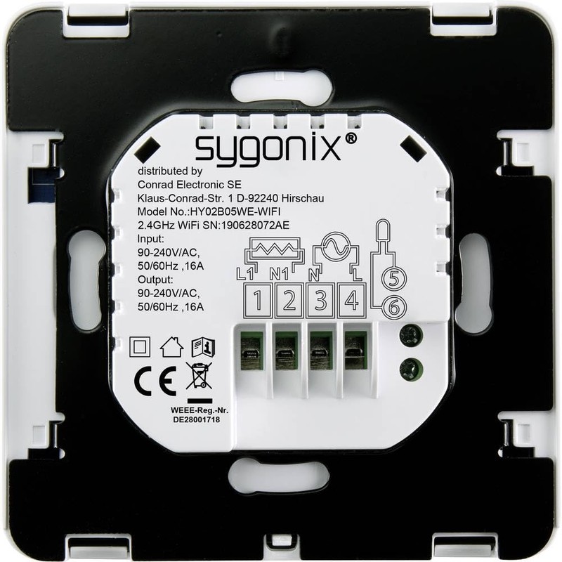 Sygonix SY-4500820 Wireless Room Thermostat Flush-Mounted Weekly Program Pack of