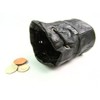 Unisex Drawstring Black Leather Pouch