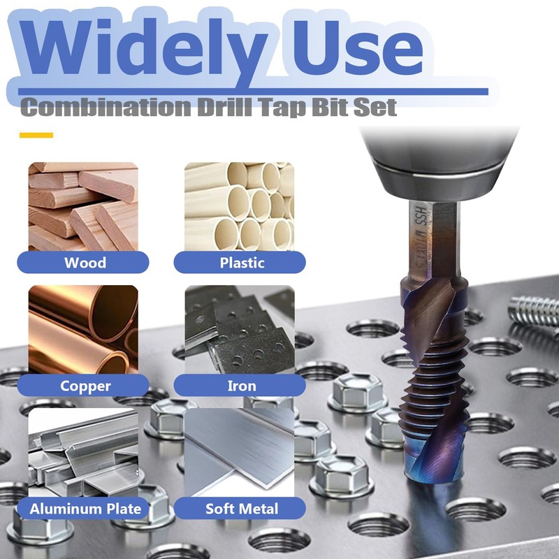 Mesee 6 Pieces HSS Tap Drill Bit Set M3 M4