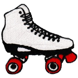 Roller Skate White Iron-On or Sew On Patch for Clothes Embroidered Iron-On Patch Applique Roller Skates Patch Size 7.5 x 7.5 cm