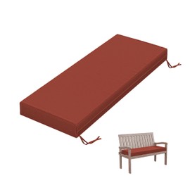 Tounosnt Outdoor Bench Cushion 48 X 18 X 3.5 Inch Thick Waterproof Patio Furniture Cushions, Patio Porch Swing Replacement Seat Pad with Tie Straps and Anti-Slip, for Backyard Garden, Terra Red