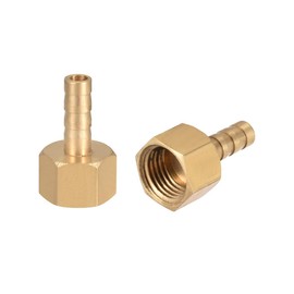 sourcing map Brass Hose Barb Fitting Connector, 6mm Barb G1/4 Female Thread Pipe Adapter, 2Pcs