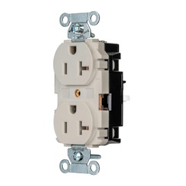 Wiring Device-Kellems EdgeConnect 1-Gang 2-Pole 3-Wire 20A 125V Commercial-Grade Screwless-Terminal Duplex Receptacle Electrical Outlet for Straight Blade Devices Light Almond BR20STLA, 10-Pack