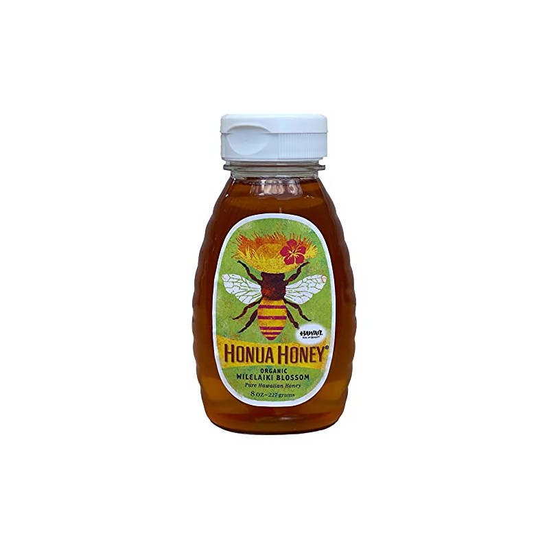 Honua Pure Hawaiian Honey 8 Ounce (Organic Wilelaiki Blossom)