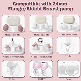 Flange Insert 14mm 6pcs Compatible with Momcozy M5/M9/M6/S12 Pro/V1 Pro/V2 Pro,for Spectra/Medela/MomMed/eufy/Lansinoh/Elvie Breast Pump, Fit for 24mm Flange/Shield of Most Pumps (6PC-14mm)