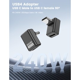 TFAK 3 Pack 240W USB C Right Angle Adapter,90 Degree USB C Adapter
