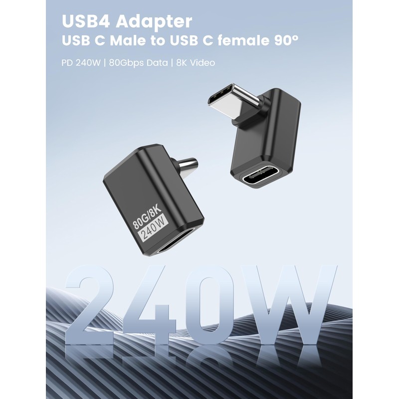 TFAK 3 Pack 240W USB C Right Angle Adapter,90 Degree