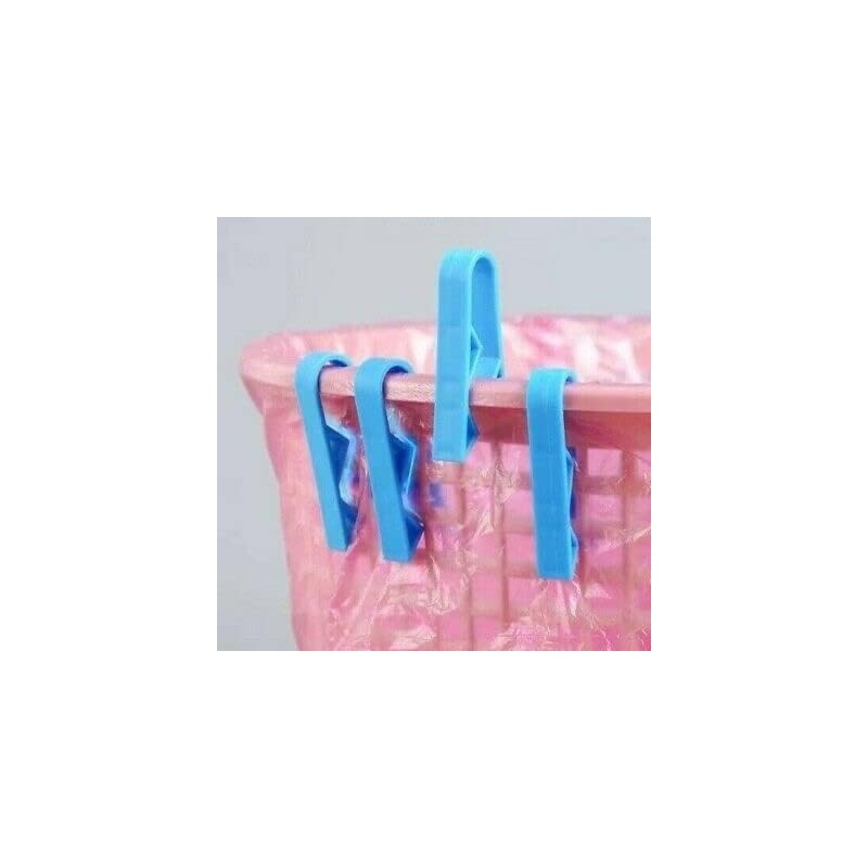 Jizlan 10 Pcs Blue Plastic Kitchen Garbage Bin Clip Bag
