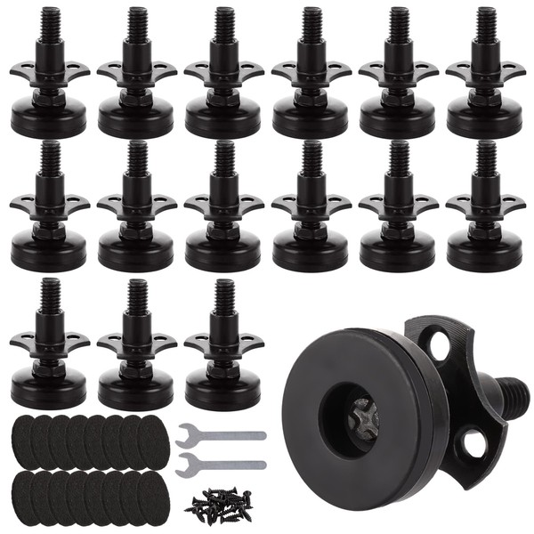 Acrux7 16 Pack Adjustable Leveling Feet, 3/8"-16 Thread T-Nut Kit