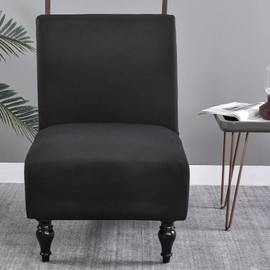 Jusmate Armless Accent Chair Cover Slipcover, Stretch Chair Slipper Super Fit Armless Chair Furniture Protector Cover Slipcover for Living Room Hotel (Black)