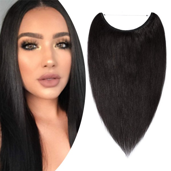Hairpiece extensions, Human Hair Extensions 1 weft Remy hair thickening with wire, smooth.