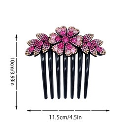 KuuGuu 6 PCS Luxury Sparkly Glitter Flower Leaf Rhinestone Black Plastic Hair Side Combs Women Flower Hair Comb Pins Rhinestone Slide Clips Bride Wedding Headdress Hair Accessories