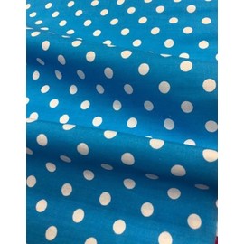 58/60 inch Turquoise/White Dot Broadcloth Fabric by The Yard
